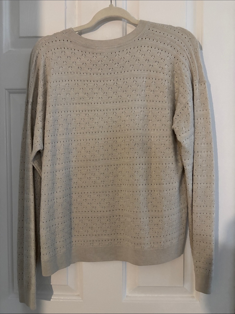Splendid Light Beige Open-Knit Crewneck Sweater - Picture 3 of 3